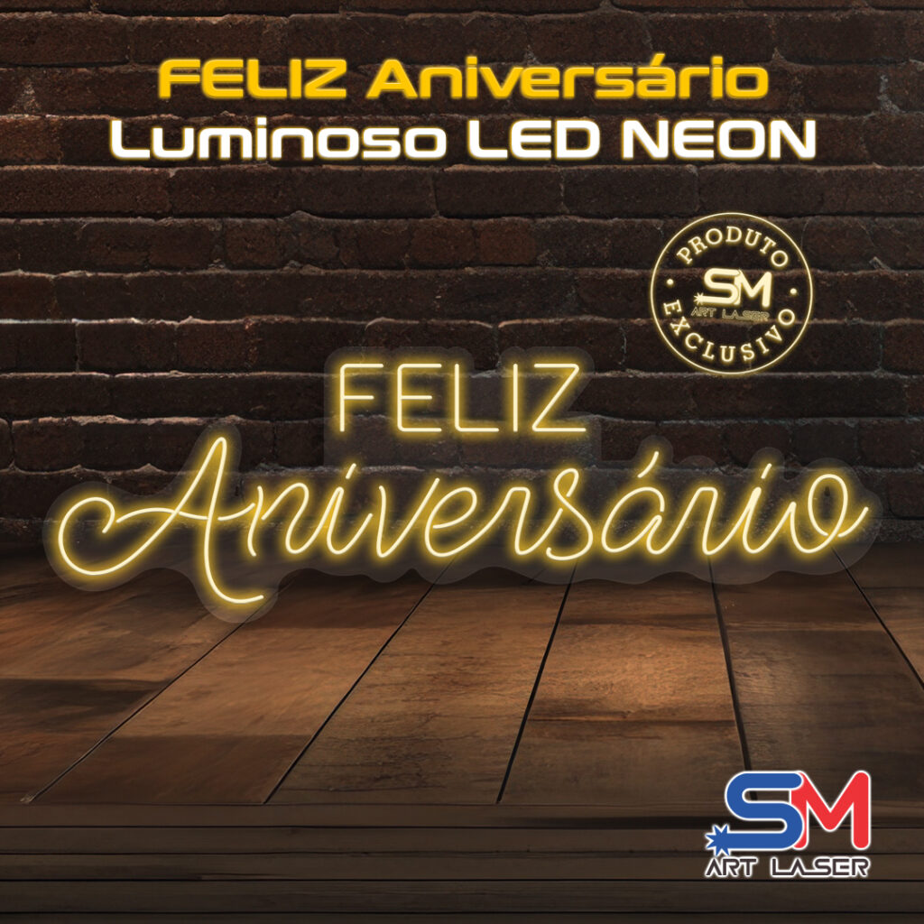 Led Neon Personalizado: FELIZ ANIVERSÁRIO.