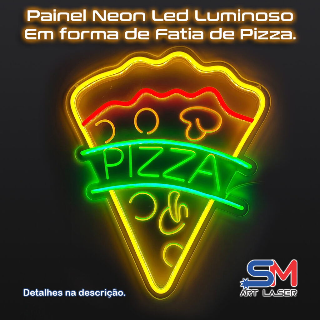 Led Neon em forma de Fatia de Pizza