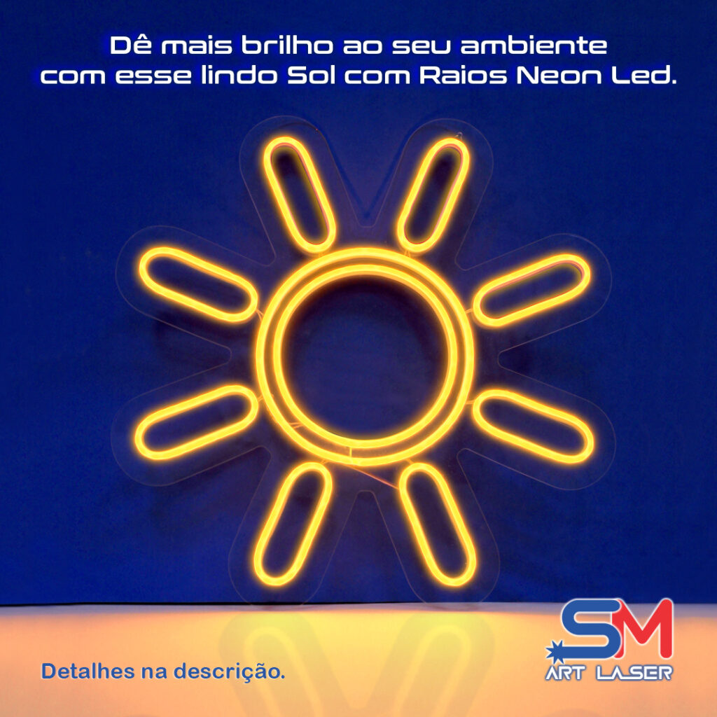 Luminoso LED NEON em formato de SOL COM RAIOS.