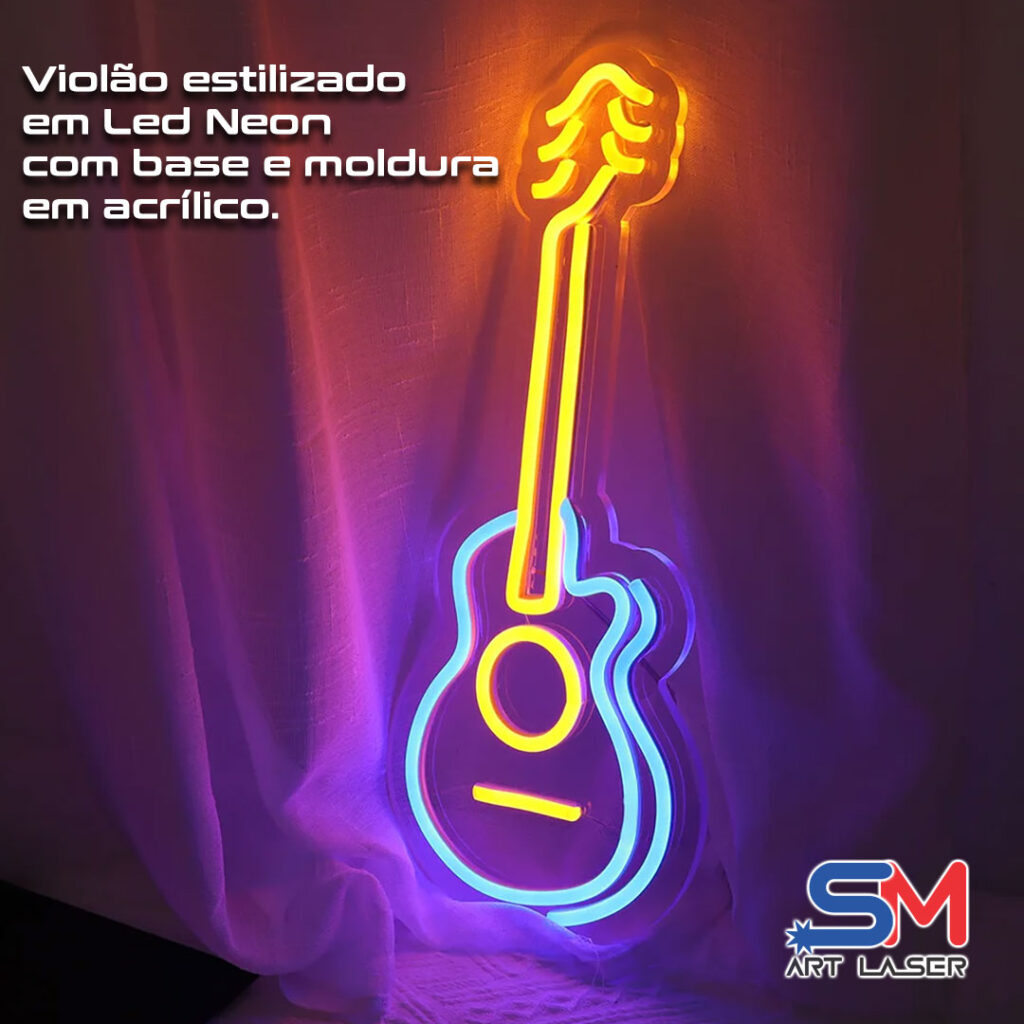 Led Neon em formato de Violão